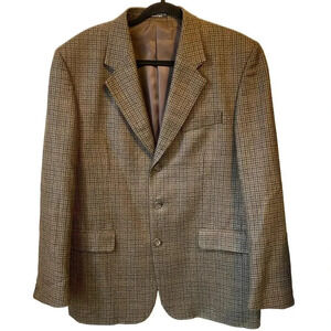Zylos Gold George Machado Cashmere Wool Blend 3 Button Suit Blazer Mens 44R